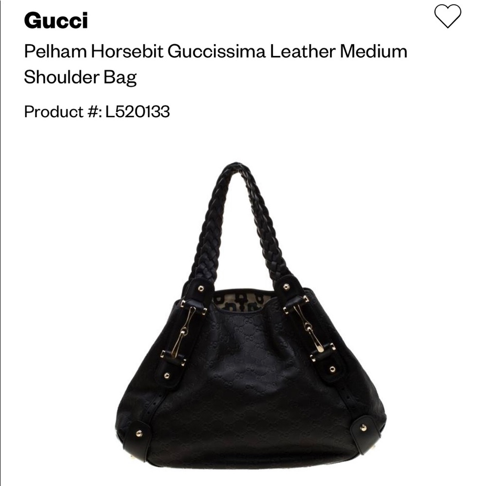 💯 AUTHENTIC GUCCI BLACK GG LEATHER PELHAM TOTE